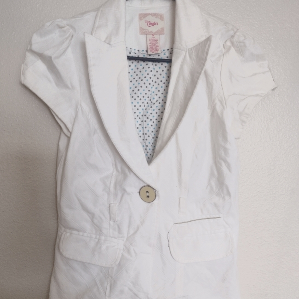 Sisley white cotton blend short sleeve jacket